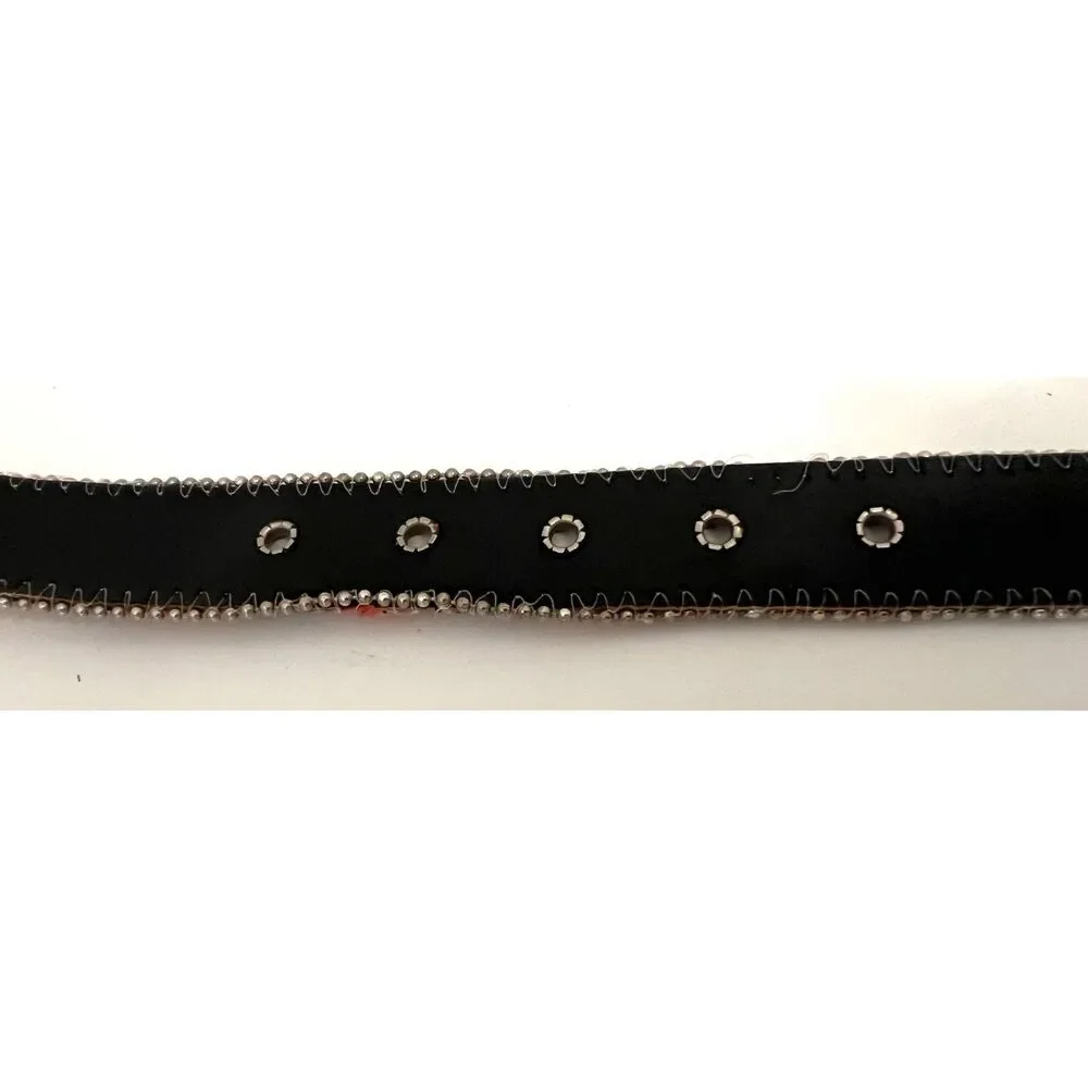 Vintage 1990s Elite of California tapestry belt with silver bead detail. 35